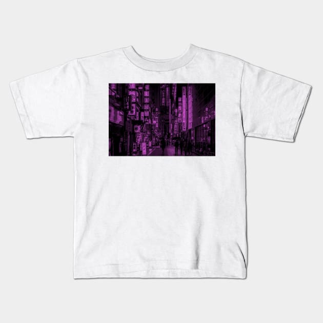 Shinjuku Nights Magenta Recolor Kids T-Shirt by emiliapapaya